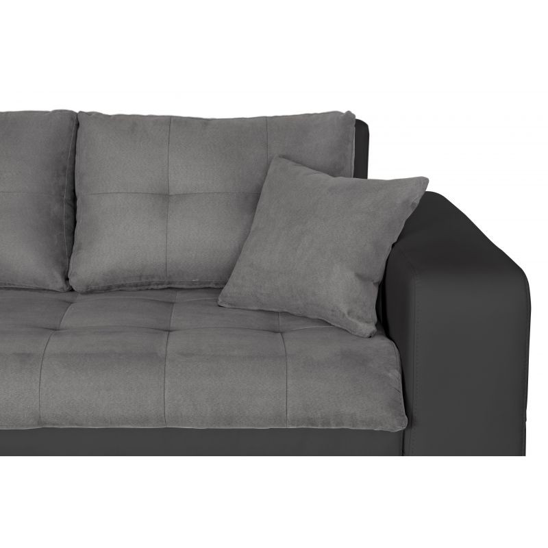 Convertible corner sofa 4 places imitation and microfiber Left Corner BOND (Grey, black) - image 56882