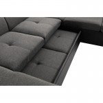 Canapé panoramique convertible 6 places tissu et simili PARMA (Gris, noir)