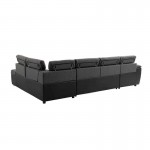 Panoramic sofa bed 6 places fabric and imitation PARMA (Grey, black)