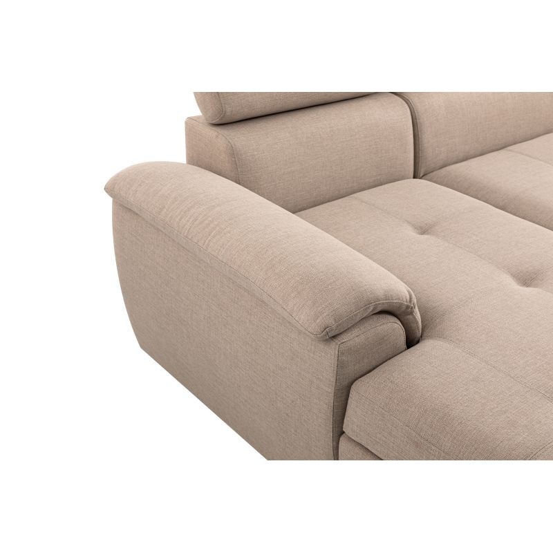 Convertible corner sofa 6 places fabric Right Angle PARMA (Beige) - image 56943
