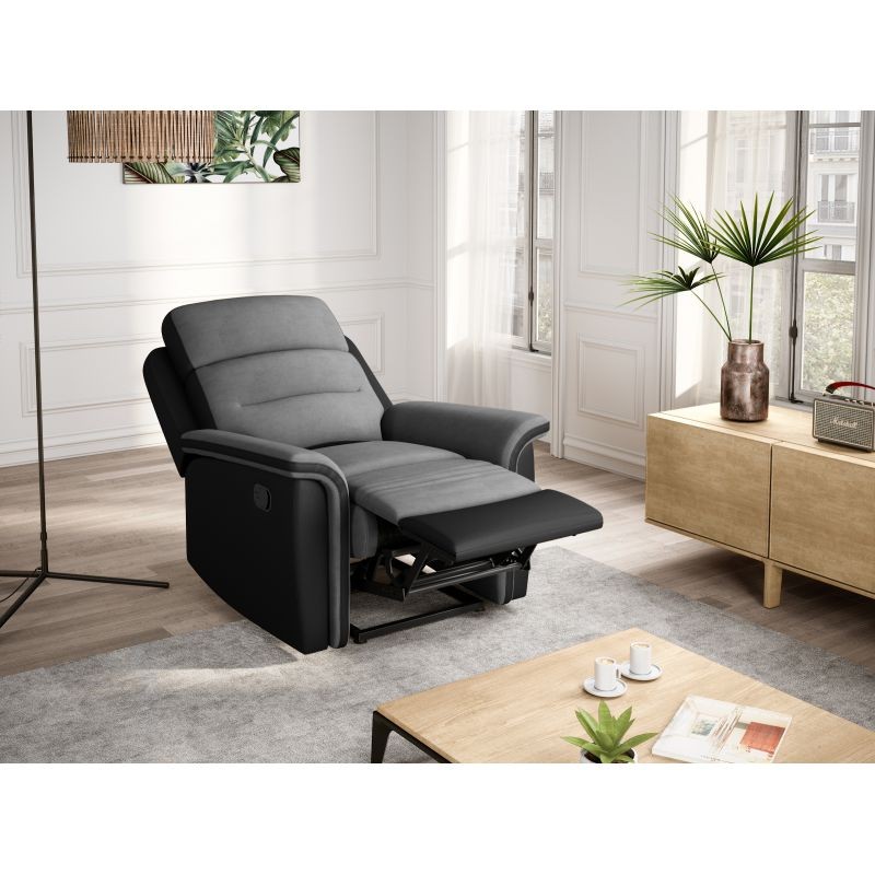 Electric relaxation chair in microfiber and imitation TONIO (Grey, black) - image 57097