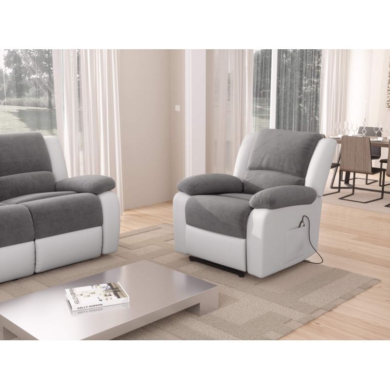 Electric relaxation chair with microfiber lifter and SHANA imitation (Grey, white) - image 57126