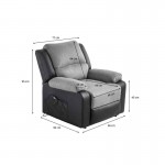 Sedia relax elettrica con sollevatore in microfibra e imitazione SHANA (grigio, nero)