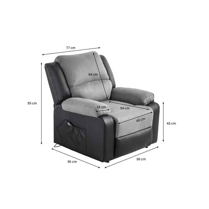 Sedia relax elettrica con sollevatore in microfibra e imitazione SHANA (grigio, nero) - image 57145