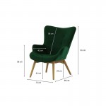 Velvet armchair and wooden foot DURON (Green)