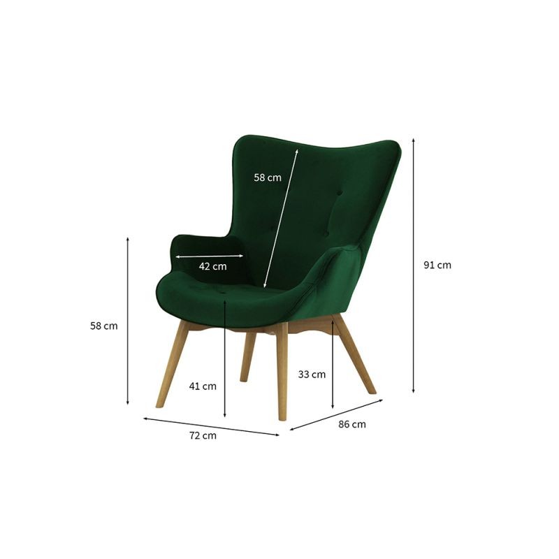 Velvet armchair and wooden foot DURON (Green) - image 57274