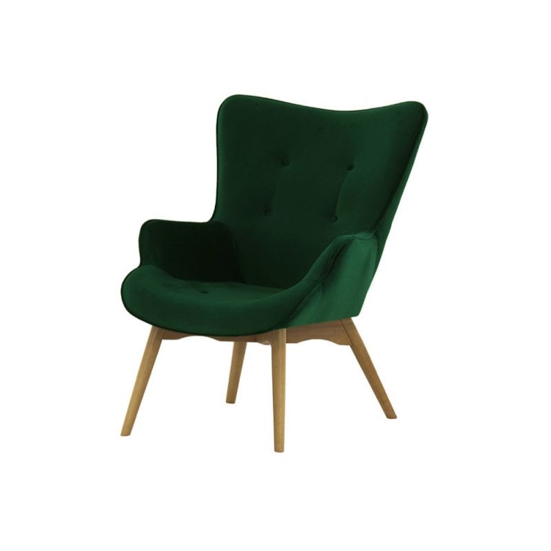 Velvet armchair and wooden foot DURON (Green) - image 57276