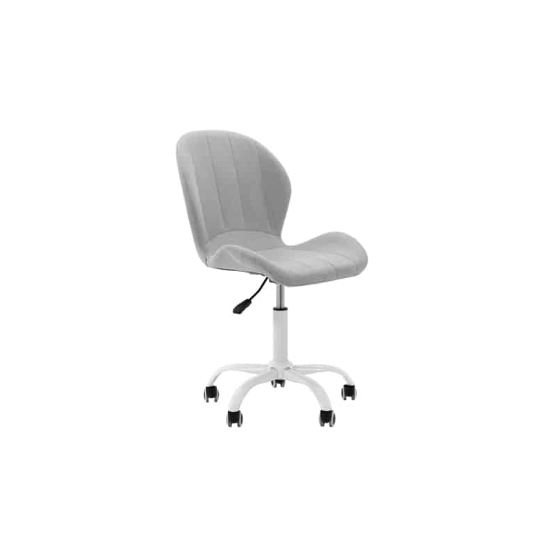 Chaise de bureau en tissu avec pieds blancs BEVERLY (Blanc)