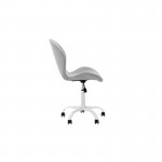 Chaise de bureau en tissu avec pieds blancs BEVERLY (Blanc)