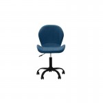 Chaise de bureau en tissu avec pieds noirs BEVERLY (Bleu pétrole)