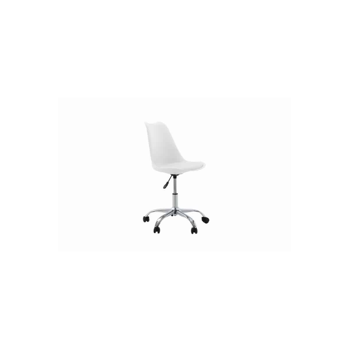 Fauteuil chaise de bureau sans roulettes en similicuir blanc et