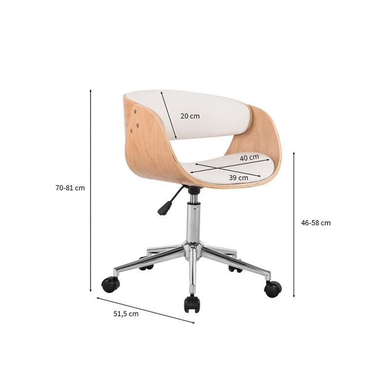 Scandinavian office chair NORDY (White, natural) - image 57390