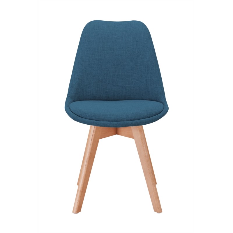 Set of 2 chairs fabric natural beech feet HEIDI (Petroleum Blue) - image 57403