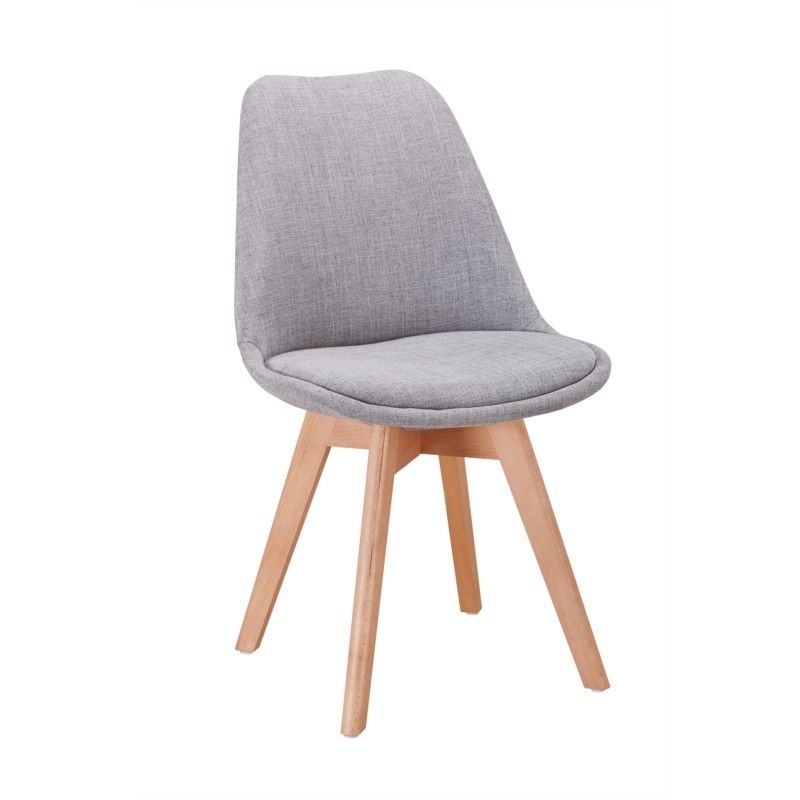 Set of 2 chairs fabric legs natural beech FEET HEIDI (Light Grey) - image 57409