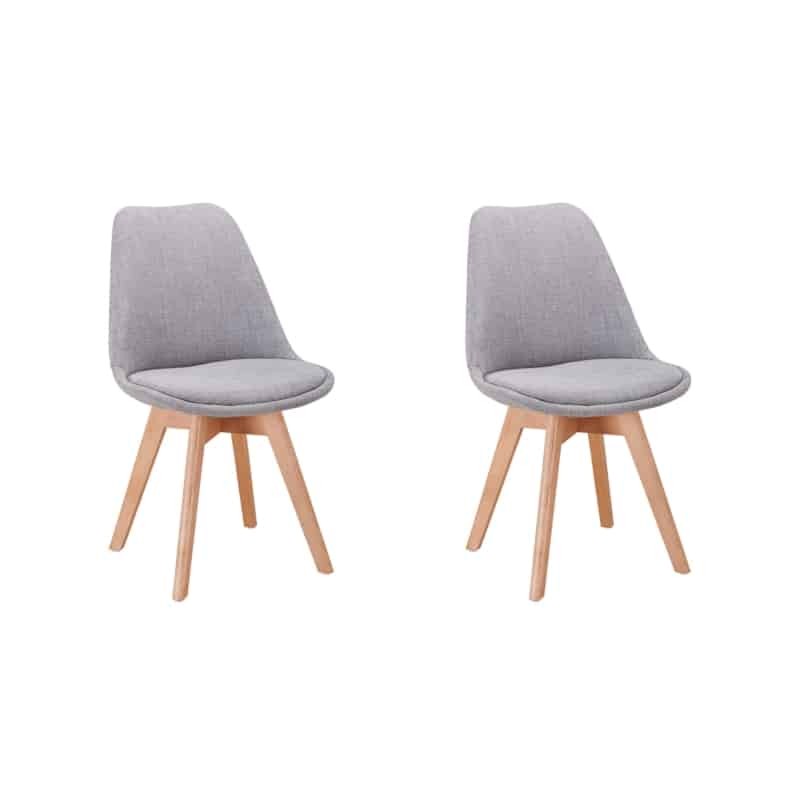 Set of 2 chairs fabric legs natural beech FEET HEIDI (Light Grey) - image 57410