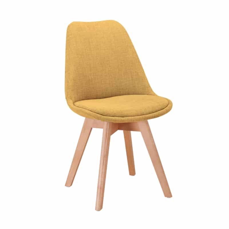 Set of 2 chairs fabric natural beech feet HEIDI (Yellow) - image 57413