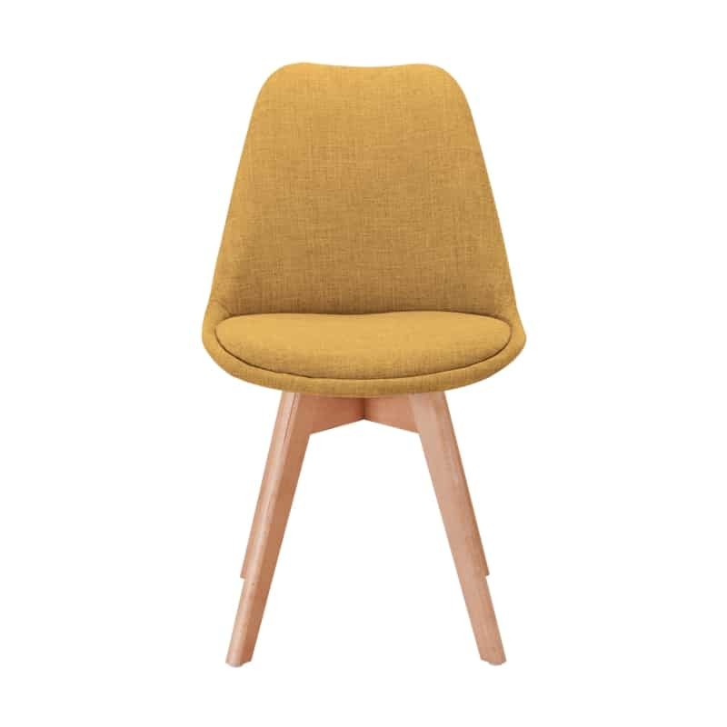 Set of 2 chairs fabric natural beech feet HEIDI (Yellow) - image 57415