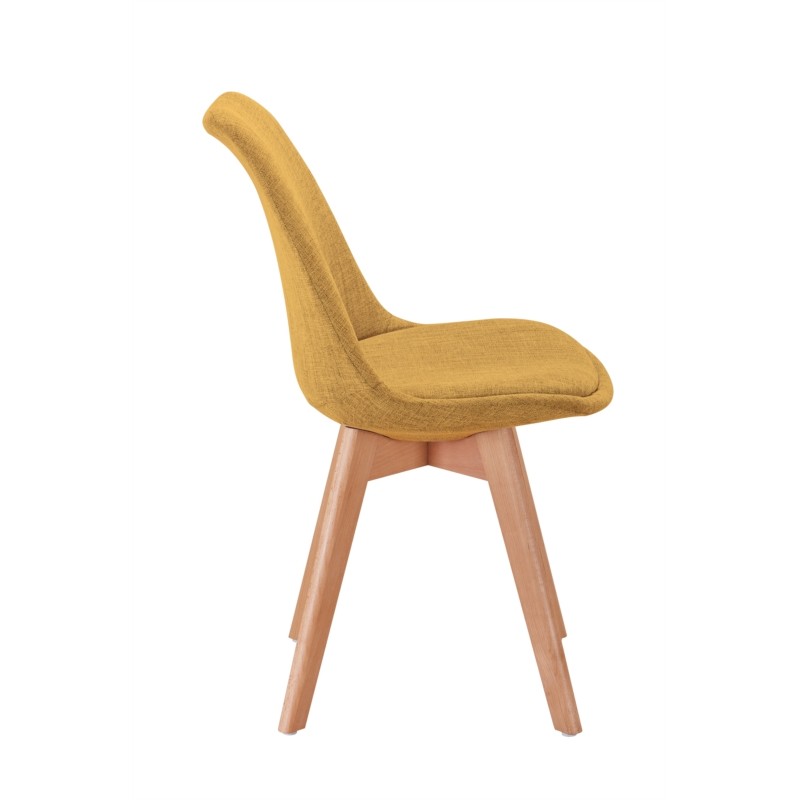 Set of 2 chairs fabric natural beech feet HEIDI (Yellow) - image 57416