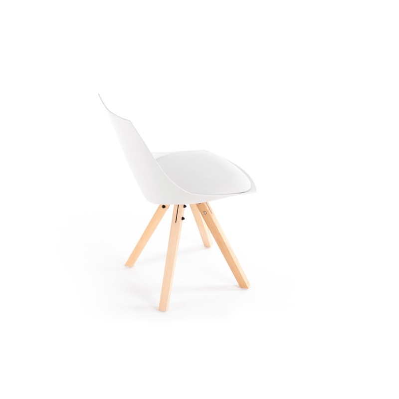 Set of 2 polypropylene chairs with NEVA natural beech legs (White) - image 57427