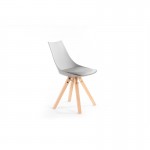 Set of 2 polypropylene chairs with NEVA natural beech legs (Grey)