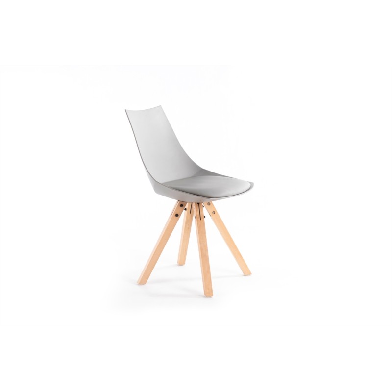 Set aus 2 Stühlen aus Polypropylen mit NEVA-Buchenbeinen natur (Grau) - image 57431