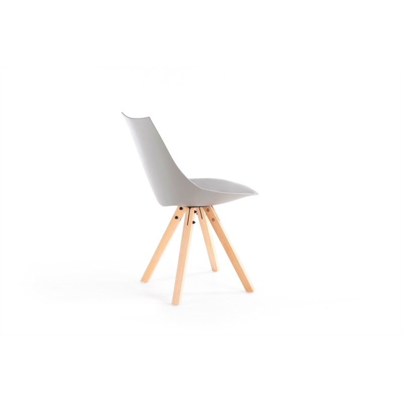 Set aus 2 Stühlen aus Polypropylen mit NEVA-Buchenbeinen natur (Grau) - image 57433