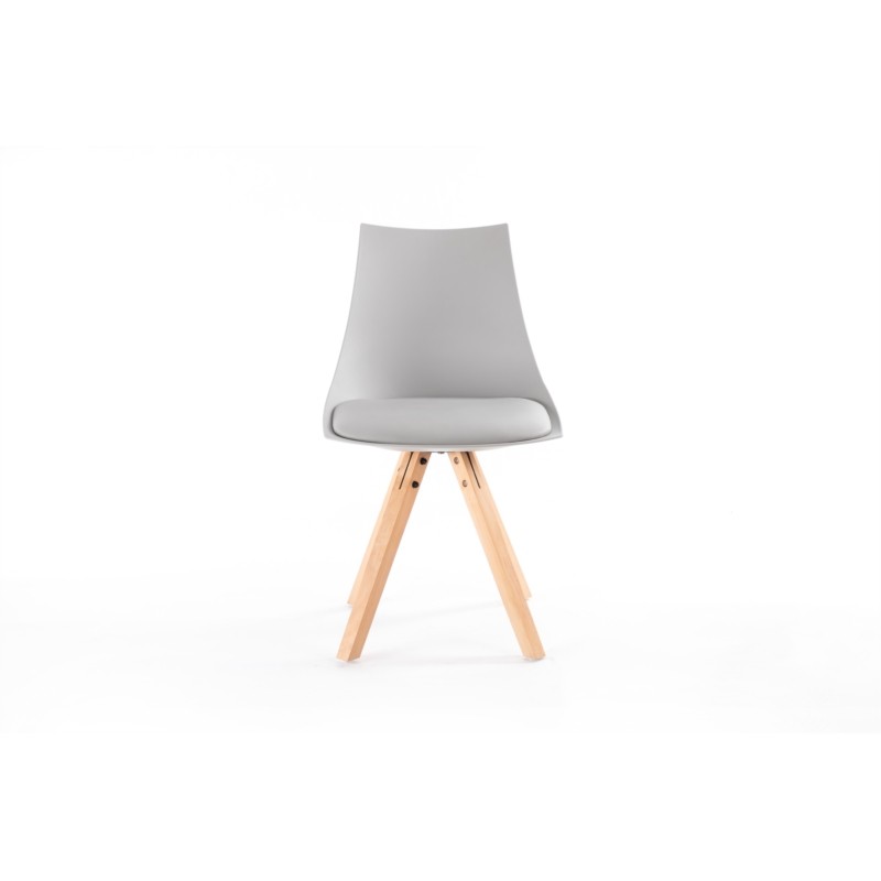 Set aus 2 Stühlen aus Polypropylen mit NEVA-Buchenbeinen natur (Grau) - image 57435