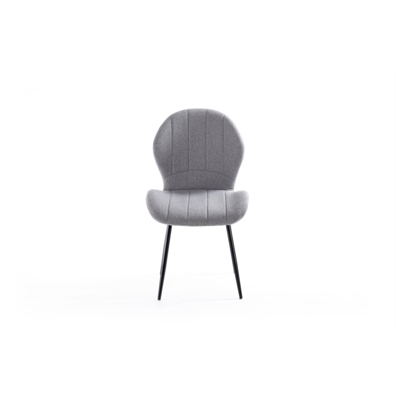 Lot de 2 chaises arrondies en tissu avec pieds en métal noir ANOUK (Gris) - image 57442