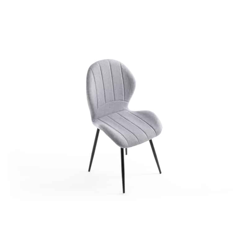Juego de 2 sillas de tela redondeada con patas de metal negro ANOUK (Gris) - image 57445