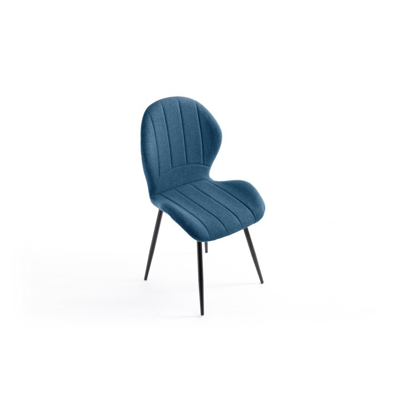 Set of 2 rounded fabric chairs with black metal legs ANOUK (Petroleum Blue) - image 57453