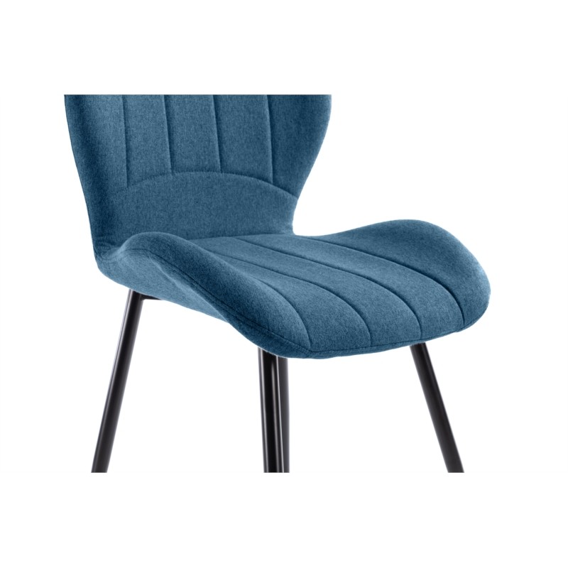 Lot de 2 chaises arrondies en tissu avec pieds en métal noir ANOUK (Bleu pétrole) - image 57455