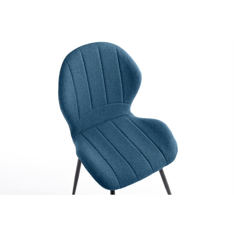 Lot de 2 chaises arrondies en tissu avec pieds en métal noir ANOUK (Bleu pétrole) - image 57462