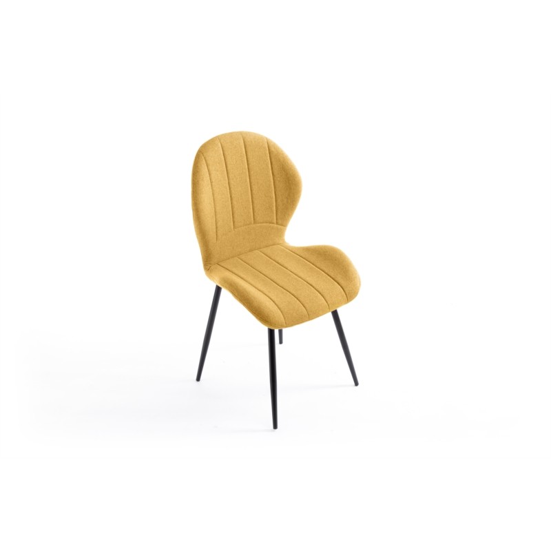 Set of 2 rounded fabric chairs with black metal legs ANOUK (Yellow) - image 57473