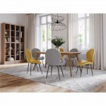 Set of 2 rounded fabric chairs with black metal legs ANOUK (Yellow)