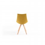 Set of 2 fabric chairs with myrta natural beech legs (Yellow)