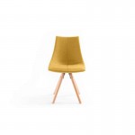 Set of 2 fabric chairs with myrta natural beech legs (Yellow)