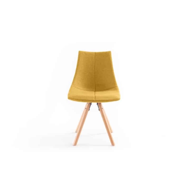 Set of 2 fabric chairs with myrta natural beech legs (Yellow) - image 57495