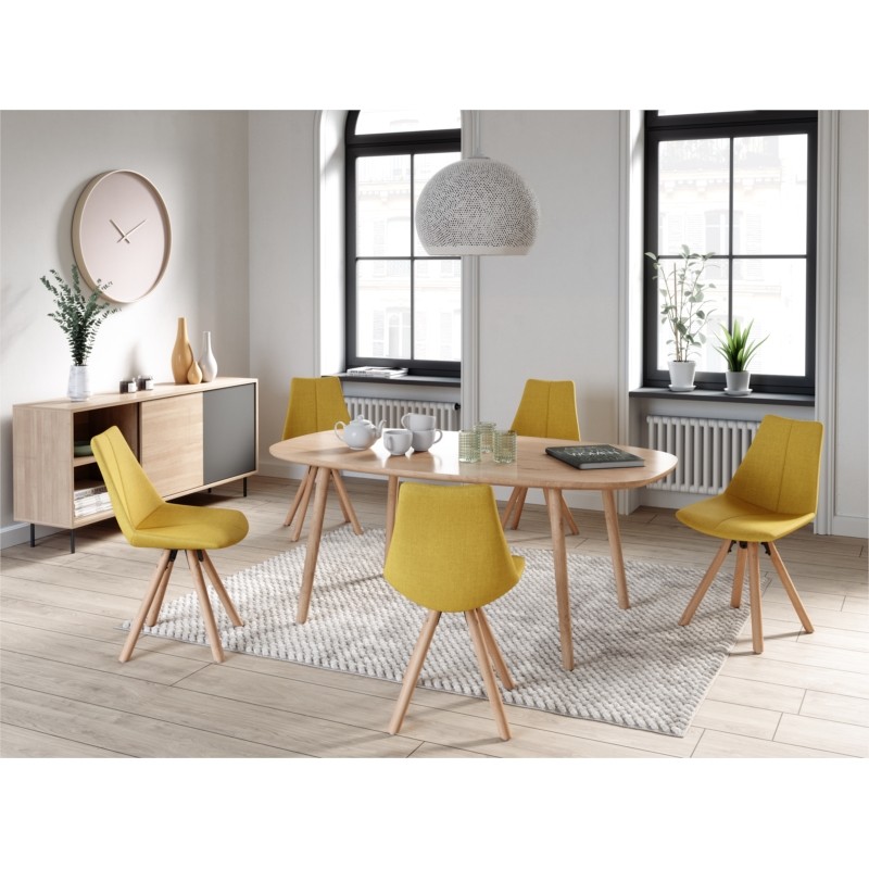 Set of 2 fabric chairs with myrta natural beech legs (Yellow) - image 57499