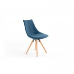Set of 2 fabric chairs with myrta natural beech legs (Petrol blue)
