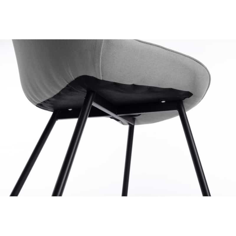 Lot de 2 chaises à rayures en tissu avec pieds en métal noir CATHIA (Gris) - image 57537