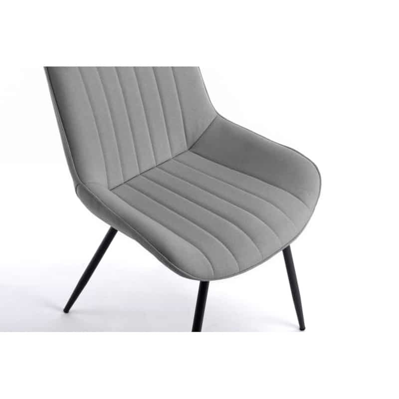 Lot de 2 chaises à rayures en tissu avec pieds en métal noir CATHIA (Gris) - image 57538