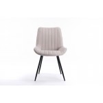 Set of 2 striped fabric chairs with black metal legs CATHIA (Beige)