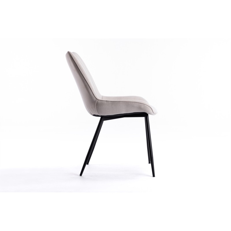 Set di 2 sedie in tessuto a righe con gambe in metallo nero CATHIA (Beige) - image 57550