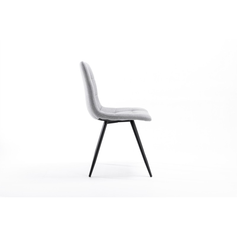 Lot de 2 chaises quadrillées en tissu avec pieds en métal noir TINA (Gris clair) - image 57559