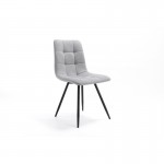 Set di 2 sedie quadrate in tessuto con gambe in metallo nero TINA (grigio chiaro)