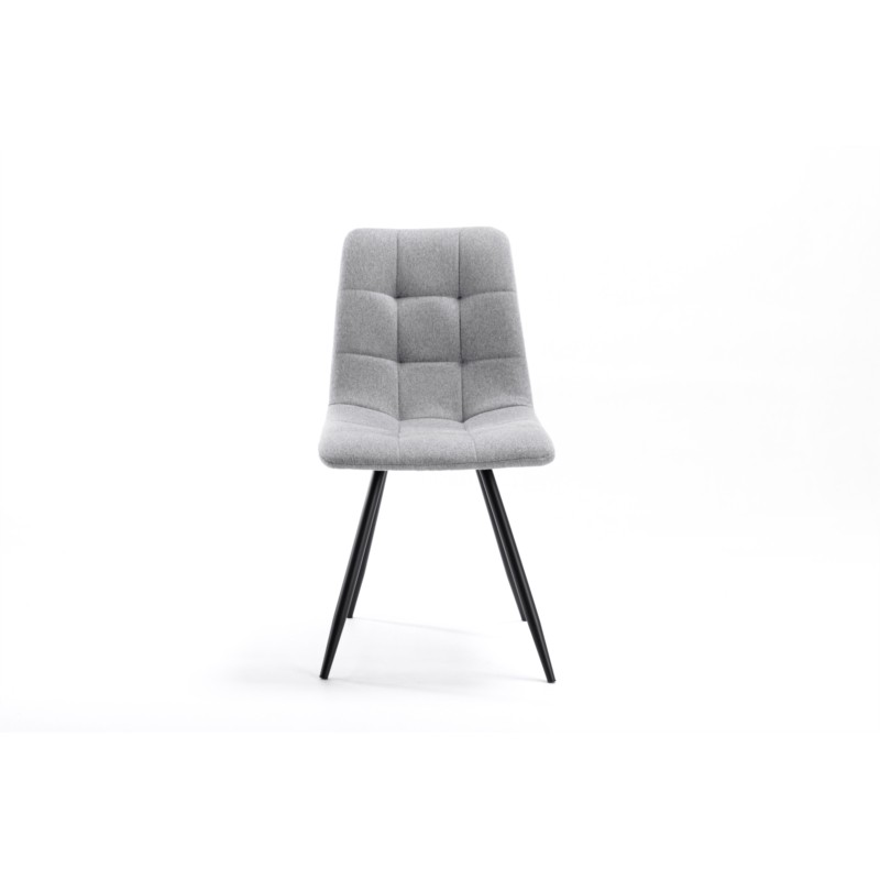 Lot de 2 chaises quadrillées en tissu avec pieds en métal noir TINA (Gris clair) - image 57571