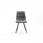Set of 2 squared fabric chairs with TINA black metal legs (Dark grey)