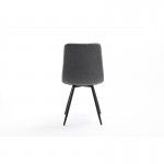 Set of 2 squared fabric chairs with TINA black metal legs (Dark grey)