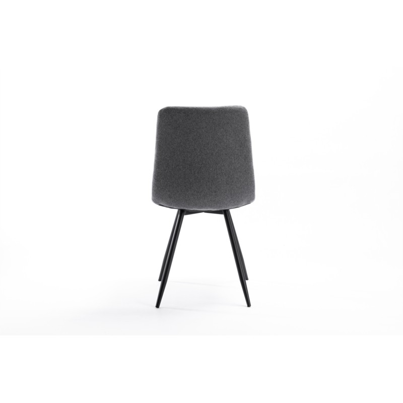 Lot de 2 chaises quadrillées en tissu avec pieds en métal noir TINA (Gris foncé) - image 57573