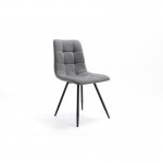 Set di 2 sedie quadrate in tessuto con gambe in metallo nero TINA (grigio scuro)